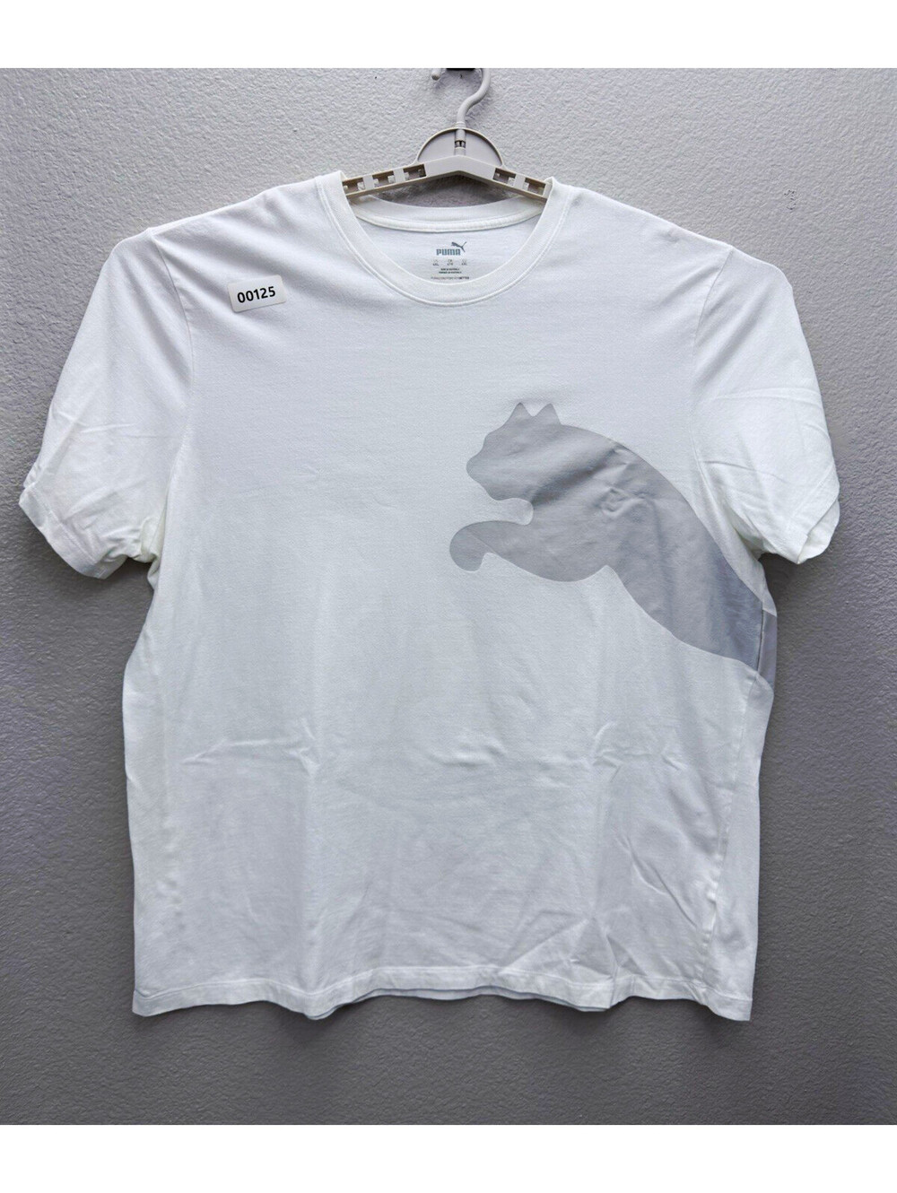 PUMA Men's Big & Tall 4XL White Logo Graphic Cotton Jersey Crew Neck Tee